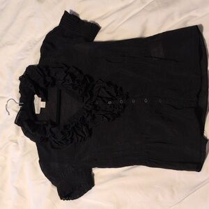 Anthropologie Black Ruffled Blouse